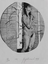 BORTNIKOV Exlibris Ex Libris bookplate graphic woodcut erotic art nude akt RAR