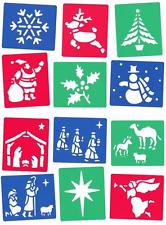 12 Washable Stencils NATIVITY & CHRISTMAS Themed Xmas Crafts & Cardmaking (MB)
