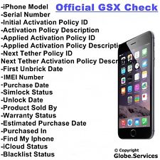 iPhone GSX Check imei - Sold by / Carrier / Simlock / FMI / iCloud / Blacklist