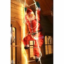 Weihnachtsmann Nikolaus auf Leiter 200/120 cm LED beleuchtet außen Weihnachten