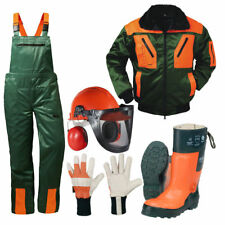 Forstschutz Set 5 tlg Schnittschutzhose +Stiefel +Jacke +Forsthelm +Handschuhe