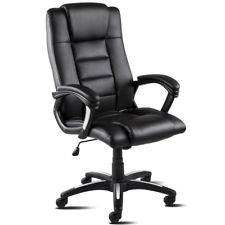 Chaise de bureau fauteuil pivotant en similicuir rembourrage noir design -McHaus