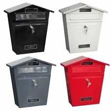 STEEL POST BOX POSTBOX LOCKABLE LETTER MAIL WALL MOUNTED NEW BY HOME DISCOUNT