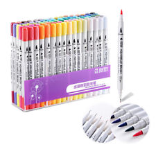 80 Colors Dual Tip Brush Markers Pens Set Art Paint Highlighter Watercolor ink
