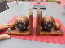Anciens Serres Livres Boule de Pétanque ou Lyonnaise en Bois sculpté