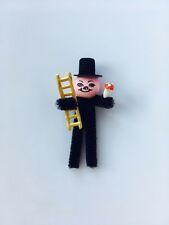 10x Glücksbringer Dekoration Figur Kaminfeger Chenille schwarz 80mm