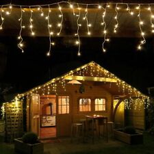 480 LED Eisregen Lichterkette 12 m lang  warmweiß Weihnachten Deko außen