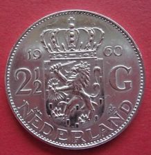 2 1/2 Gulden  NL Silber 1960 vz./unz.  siehe Fotos