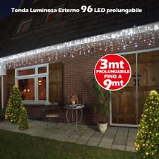 Tenda Luminosa Natale 96 LED Luci Bianco Freddo FLASH 3 MT Esterno Prolungabile