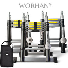 WORHAN® 3.8m TELESKOPLEITER ANLEGELEITER KLAPPLEITER ALU BOCKLEITER LEITER 380