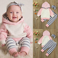 3PCS Toddler Baby Girls Outfits Set Clothes Hoodie Tops+Pants+Headband Hoodies