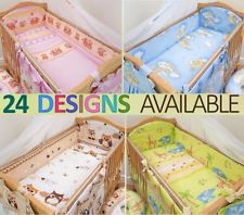 All Round Cot, Cot bed Bumper 4 Sided Pads with Pattern or Plain